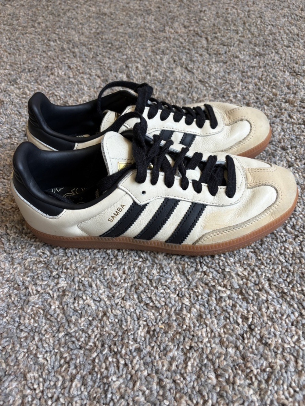 adidas Samba Sneakers in Cream with Black Stripes - Picture 3 of 6